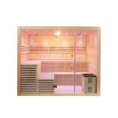 Tradycyjny Sauna z piecem parowym Premium Hemlock Kabina sauny parowej w pomieszczeniu