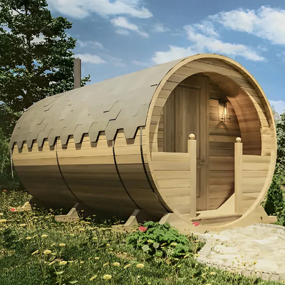 Panoramiczny widok Masywne drewno zewnętrzne beczki parowe Sauna szybko się rozgrzewa