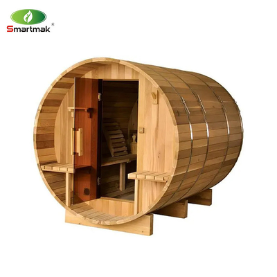 Masywne drewno Sauna czerwony cedrowy Suchy mokry Sauna zewnętrzna z beczką