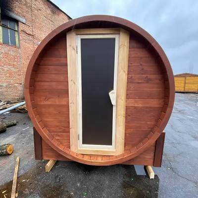 Solid Wood Garden Panoramic View Barrel Sauna zewnętrzna z pieckiem na drewno