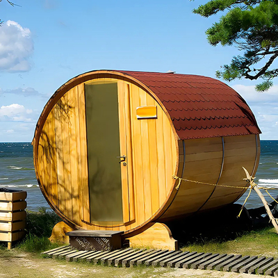 Solid Wood Garden Panoramic View Barrel Sauna zewnętrzna z pieckiem na drewno