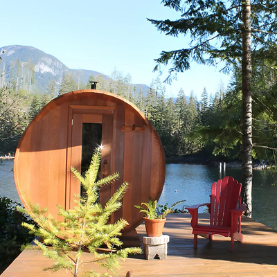 Solid Wood Garden Panoramic View Barrel Sauna zewnętrzna z pieckiem na drewno