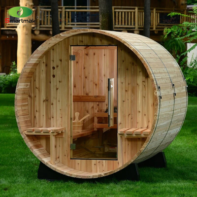 Sauna zewnętrzna dla 5 osób Canadian Cedar Heater Wood Barrel Sauna z przednim gankiem