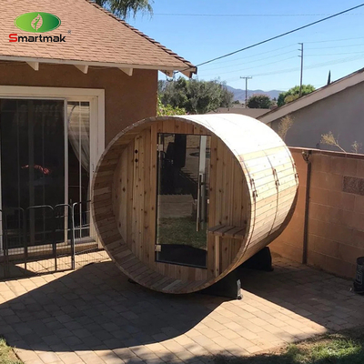 Sauna zewnętrzna dla 5 osób Canadian Cedar Heater Wood Barrel Sauna z przednim gankiem