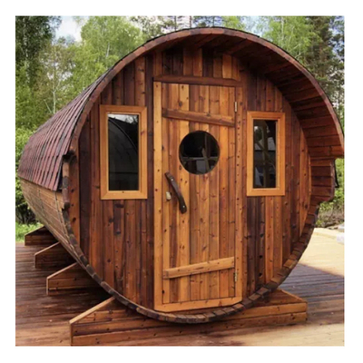 Okno panoramiczne Sauna drewniana z cydrem 6 osób z ogrzewaniem drewnianym