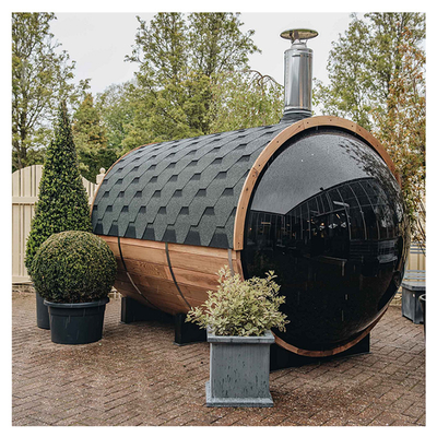 Okno panoramiczne Sauna drewniana z cydrem 6 osób z ogrzewaniem drewnianym