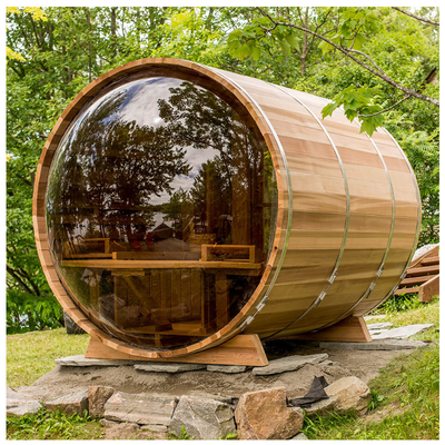 Red Cedar Hemlock Wood Garden Outdoor Barrel Sauna Z Panoramicznym Oknem
