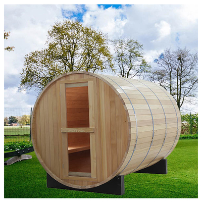Red Cedar Hemlock Wood Garden Outdoor Barrel Sauna Z Panoramicznym Oknem