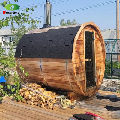 6 osób Czerwona drewno cydronowe beczka Sauna ze kuchenką na drewno