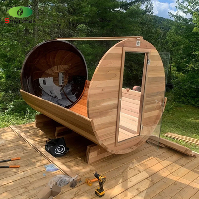 Sauna zewnętrzna z beczkami z drewna Sauna z drewna macierzystego do użytku ogrodowego