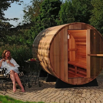 Sauna zewnętrzna z cydrem, beczka, piec z drewna, sauna parowa dla 6 osób