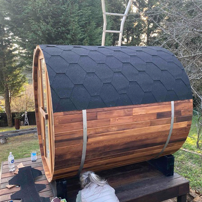 Sauna zewnętrzna z beczką z drewna macierzystego Hemlock Cedar Wood Wet Steam Tradycyjna sauna