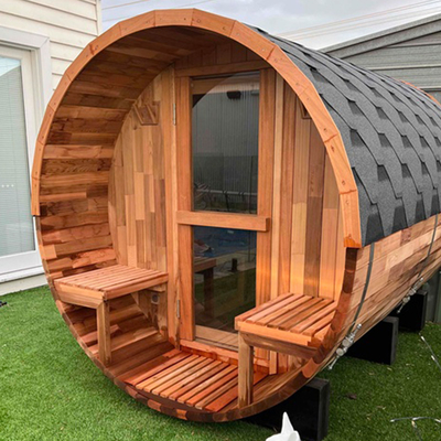 Sauna zewnętrzna z beczką z drewna macierzystego Hemlock Cedar Wood Wet Steam Tradycyjna sauna