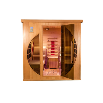Smatmak 1350W Daleka sauna podczerwona LED drewniana kolorowa sauna z przejrzystym szkłem hartowanym