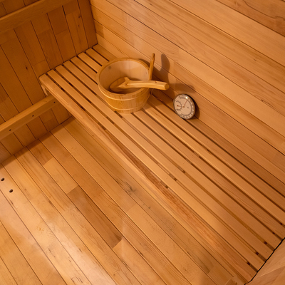 Cedar Outdoor Dry Sauna dla 5-6 osób z pełnymi szklanymi drzwiami / Bluetooth systemem muzycznym