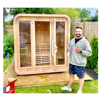 Luxury Hemlock Outdoor Dry Sauna dla 5 6 osób regulowana wentylacja 15-90 ° C zakres temperatury