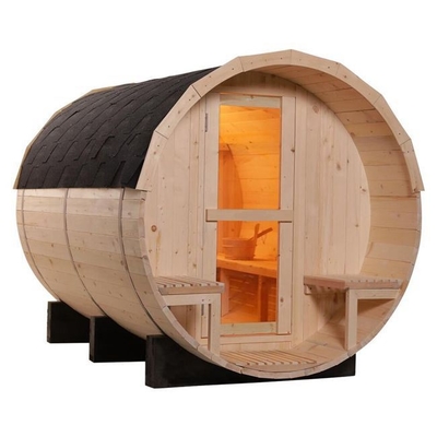 4-osobowa sekwoja na zewnątrz sauna w ogrodzie z drewna sosnowego z beczkami na wino