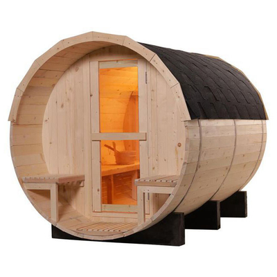 4-osobowa sekwoja na zewnątrz sauna w ogrodzie z drewna sosnowego z beczkami na wino