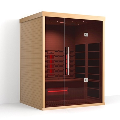 Domowe Spa 3 Osoby Hemlock Wewnętrzna Sauna Na Podczerwień 2100W Terapia Czerwonym Światłem