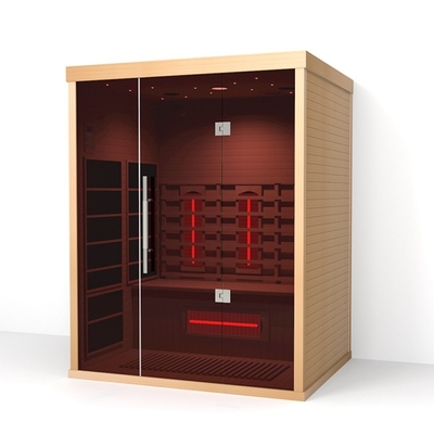 Domowe Spa 3 Osoby Hemlock Wewnętrzna Sauna Na Podczerwień 2100W Terapia Czerwonym Światłem