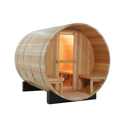 1800x1800MM Podwórko Hemlock Wood Barrel Sauna Pokój z gankiem