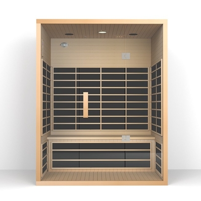 Rodzinna 3-osobowa sauna na podczerwień z czerwonego cedru z drzwiami ze szkła hartowanego 8 mm
