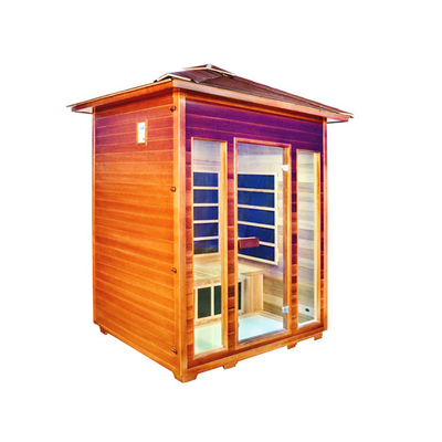Sauna na podczerwień OEM na zewnątrz z czerwonego cedru 4-osobowa sauna na zewnątrz