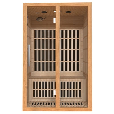 Home Canadian Red Cedar Wood 2-osobowa sauna na podczerwień do rzeźbienia ciała