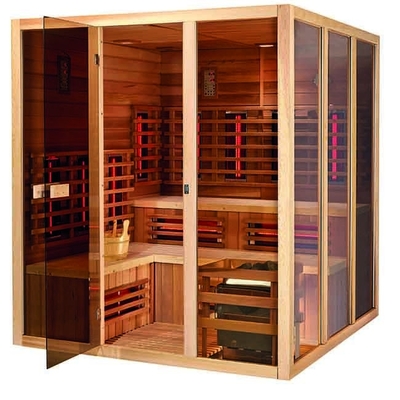 Solid Hemlock Drewniana sauna na podczerwień Spa Łaźnia parowa 6KW dla 5 osób