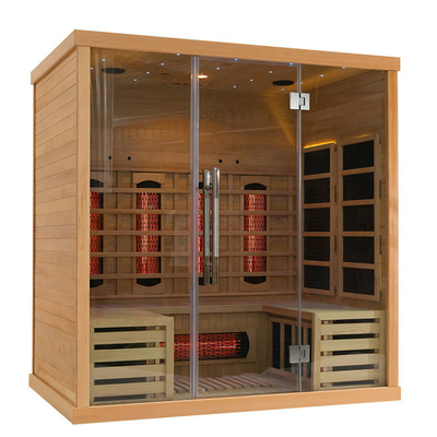 Niestandardowa sucha sauna parowa na podczerwień z litego drewna 3 osoby